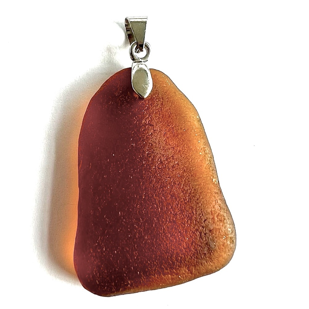 🌟 SALE $15 🌟 Handcrafted Beach Glass Gold Plated Bail Organic Shaped Pendant